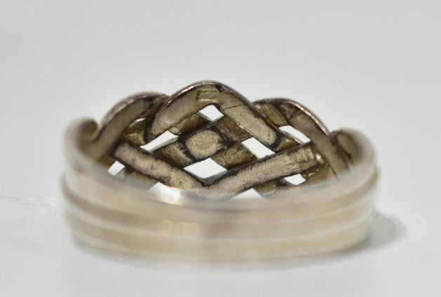 Puzzle Ring Sterling Silver Wedding Band Vintage Size 12