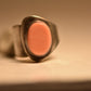 Salmon coral ring Mexico cigar band tribal sterling silver women