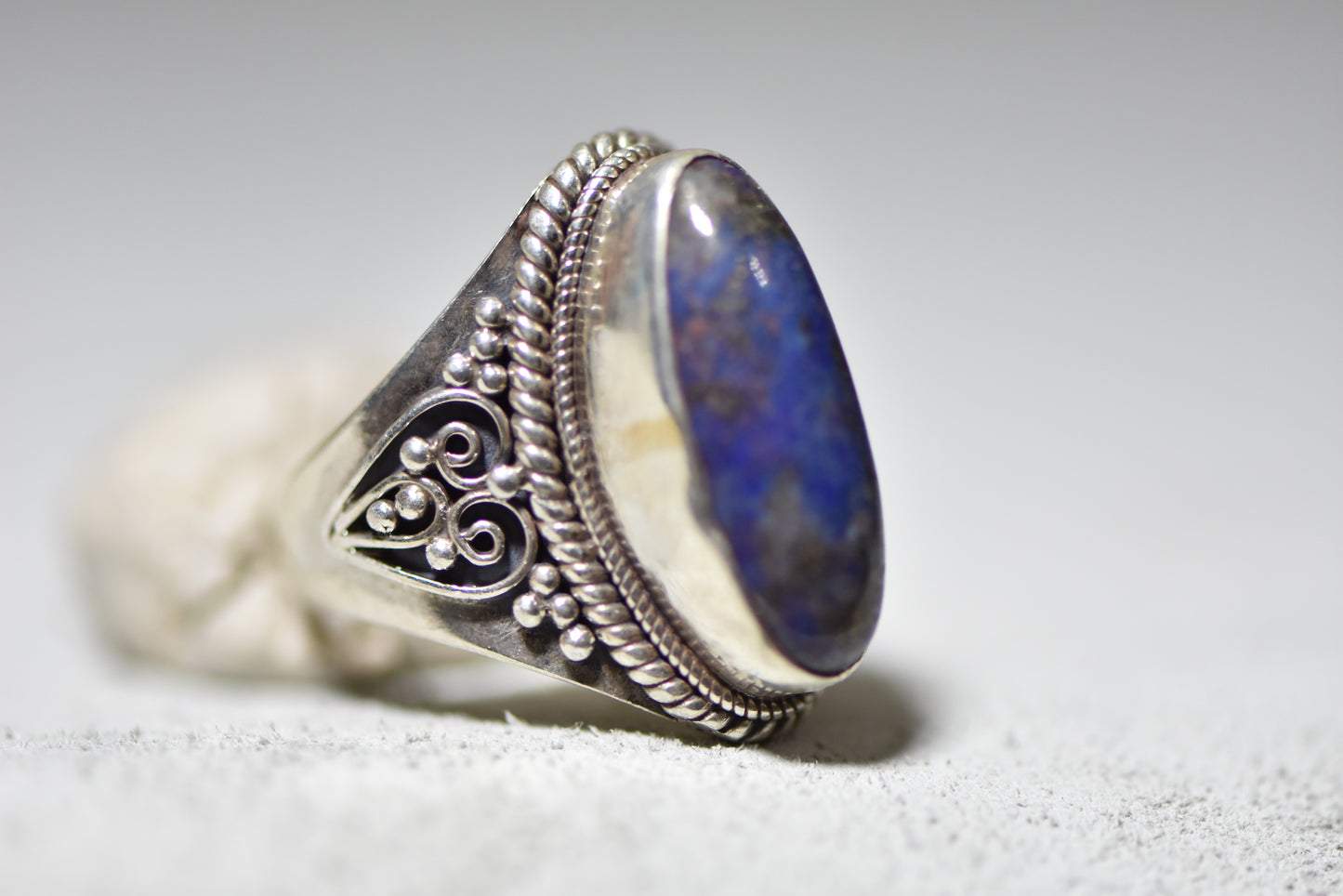 Lapis Lazuli ring long women sterling silver
