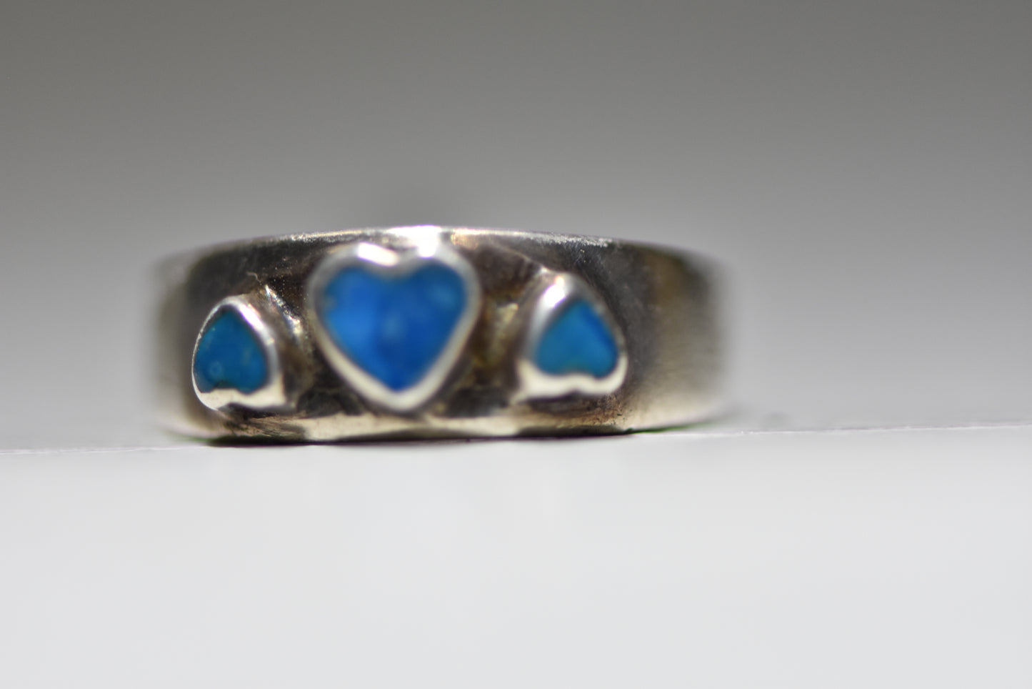 Heart ring turquoise band stacker sterling silver women girls