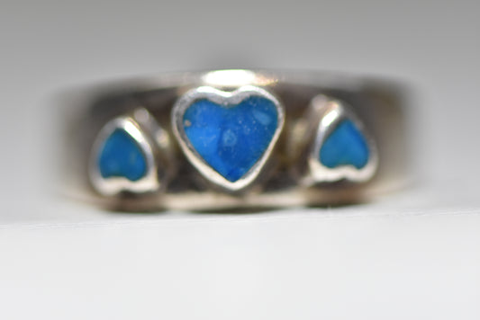 Heart ring turquoise band stacker sterling silver women girls
