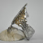 Whirling logs Spoon Ring Feathers sterling silver thumb band   Size 6.75
