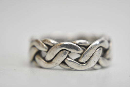 knot band rope ring sterling silver biker women  Size  8