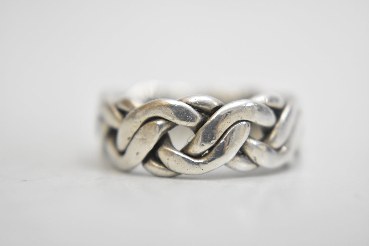 knot band rope ring sterling silver biker women  Size  8