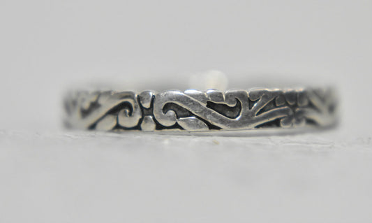 Stacker Band Vines  Ring  Band Vintage Sterling Silver  Size 6.75