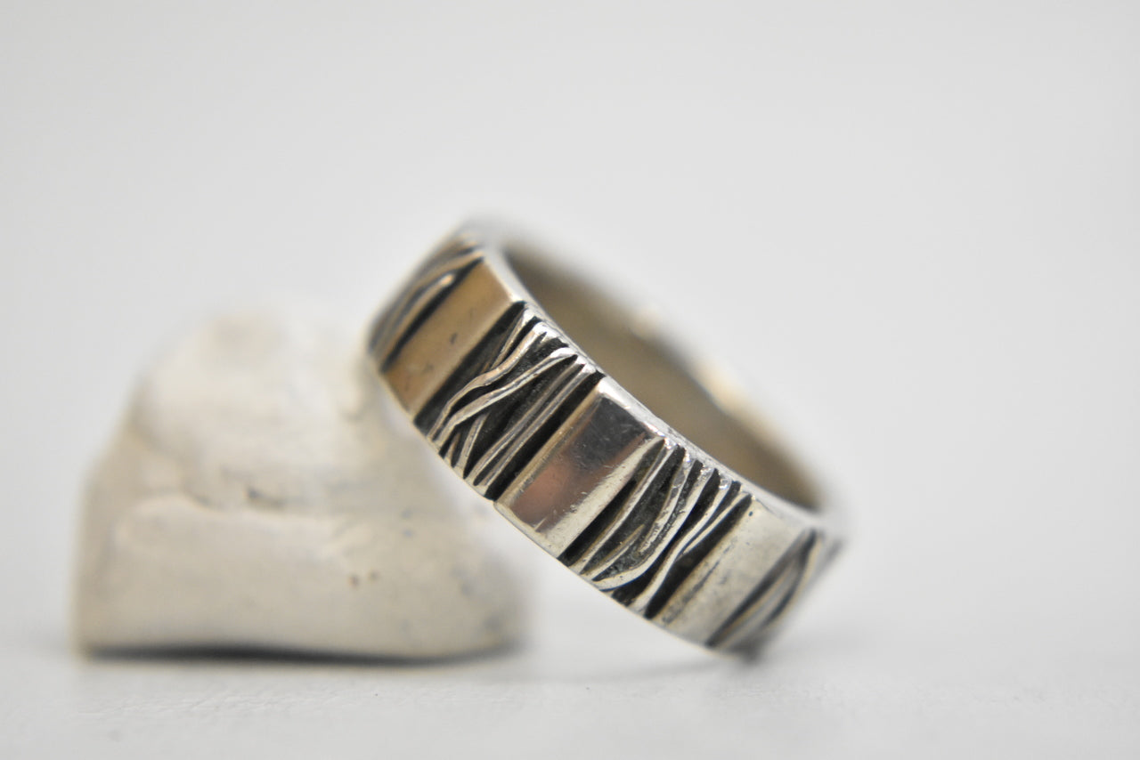 wire wrapped ring sterling silver band band boys women Size  6.75