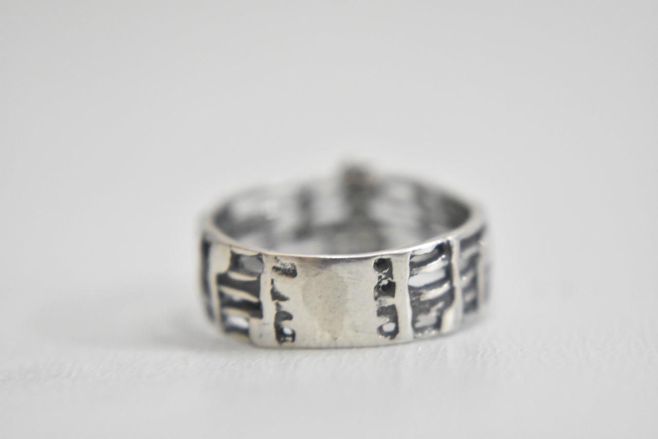 musical notes ring musician bar clef pinky band sterling silver girls  women Size 6.75