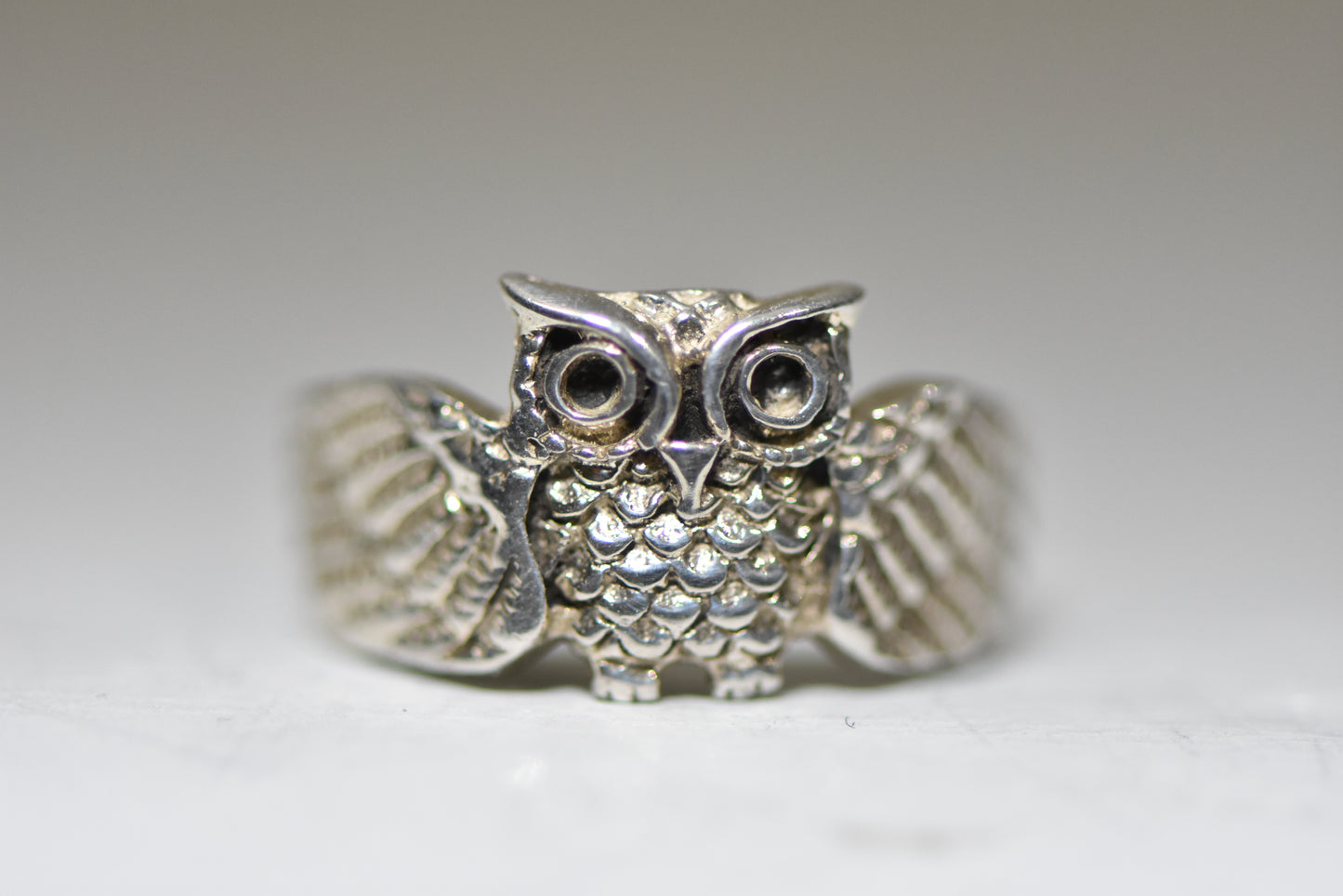 Owl ring spoon band graduation graduate  sterling silver women girls