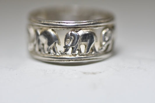 Elephant ring animal thumb band sterling silver women girls
