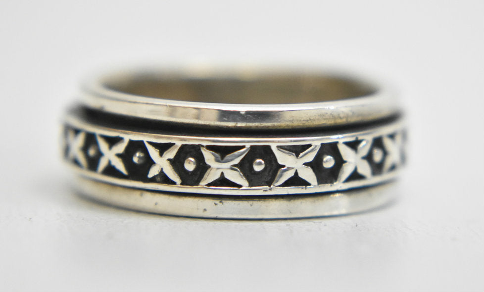 Spinner ring thumb band men sterling silver ring Size  11.50