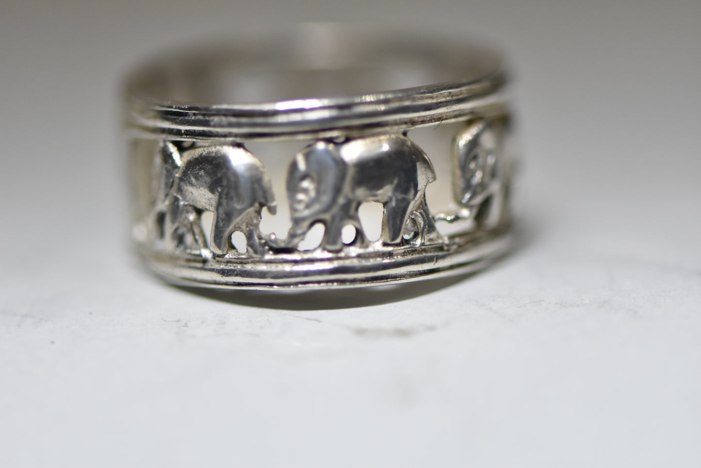 Elephant ring animal thumb band sterling silver women girls