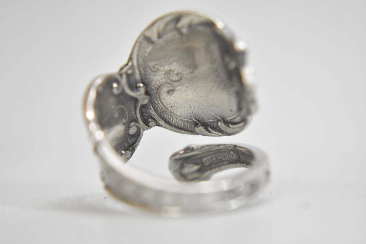 Taurus spoon ring April astrology birthday buffalo sterling silver size 6.5