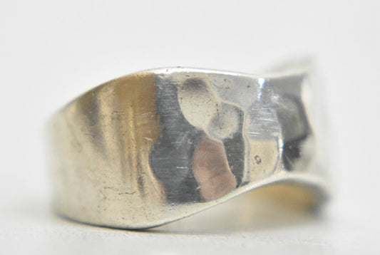 Hammered ring sterling silver band band boys pinky women  Size  5.75
