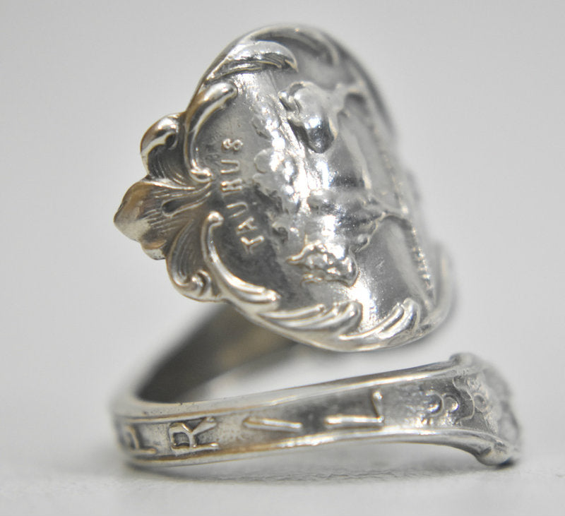 Taurus spoon ring April astrology birthday buffalo sterling silver size 6.5