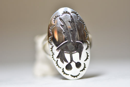 Road runner ring Bird Hopi tribal long sterling silver women girls