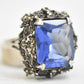 blue ring size 7.50marcasites art deco  sterling silver ring Size 7.50