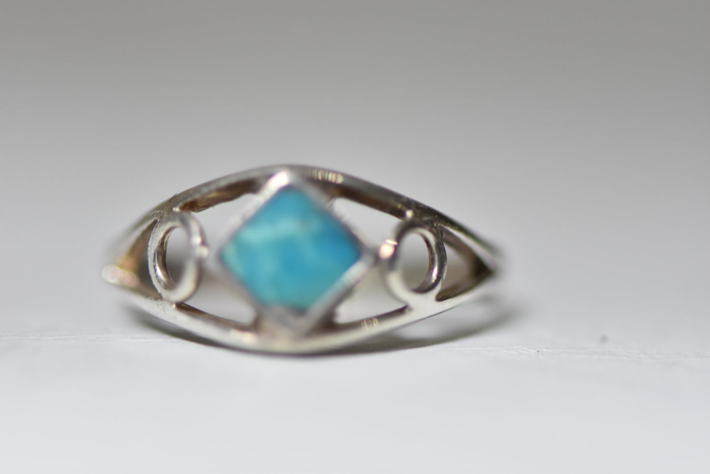 Turquoise ring southwest baby pinky sterling silver women girls