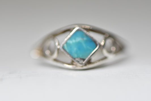 Turquoise ring southwest baby pinky sterling silver women girls