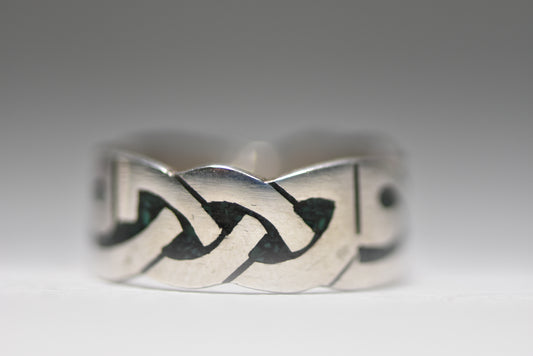 Celtic ring size 8.50 Celtic knot band turquoise chips  tribal southwest sterling silver men