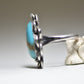 Turquoise ring Navajo flower southwest sterling silver women