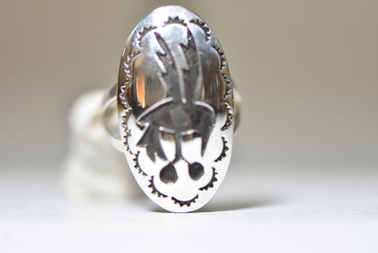 Road runner ring Bird Hopi tribal long sterling silver women girls