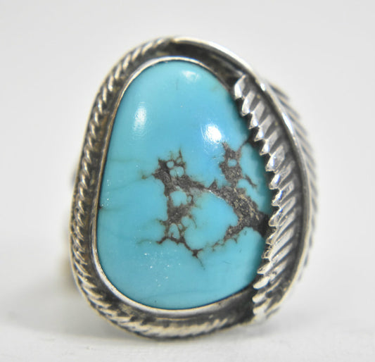 Turquoise ring Navajo southwest women sterling silver  Size 5
