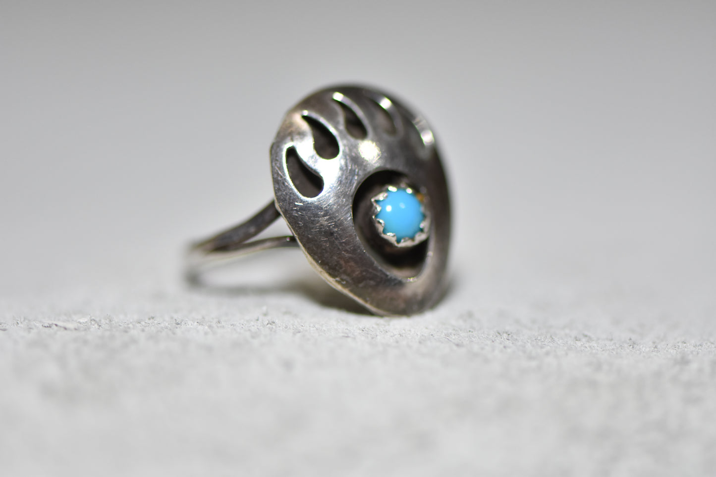 Bear Claw ring Navajo turquoise women girls sterling silver