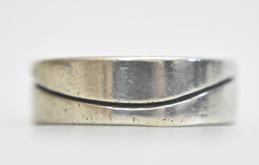 Vintage wave ring sterling silver band  Men size  11.5