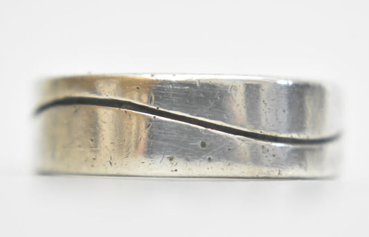 Vintage wave ring sterling silver band  Men size  11.5