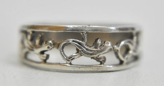 Lizard ring salamander band reptile sterling silver boys  women  Size   7