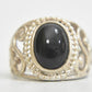 Onyx ring vintage filigree ring women sterling silver Size  5.25