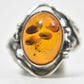 Amber Vintage Ring with Flower Leaves Art Deco Size 8