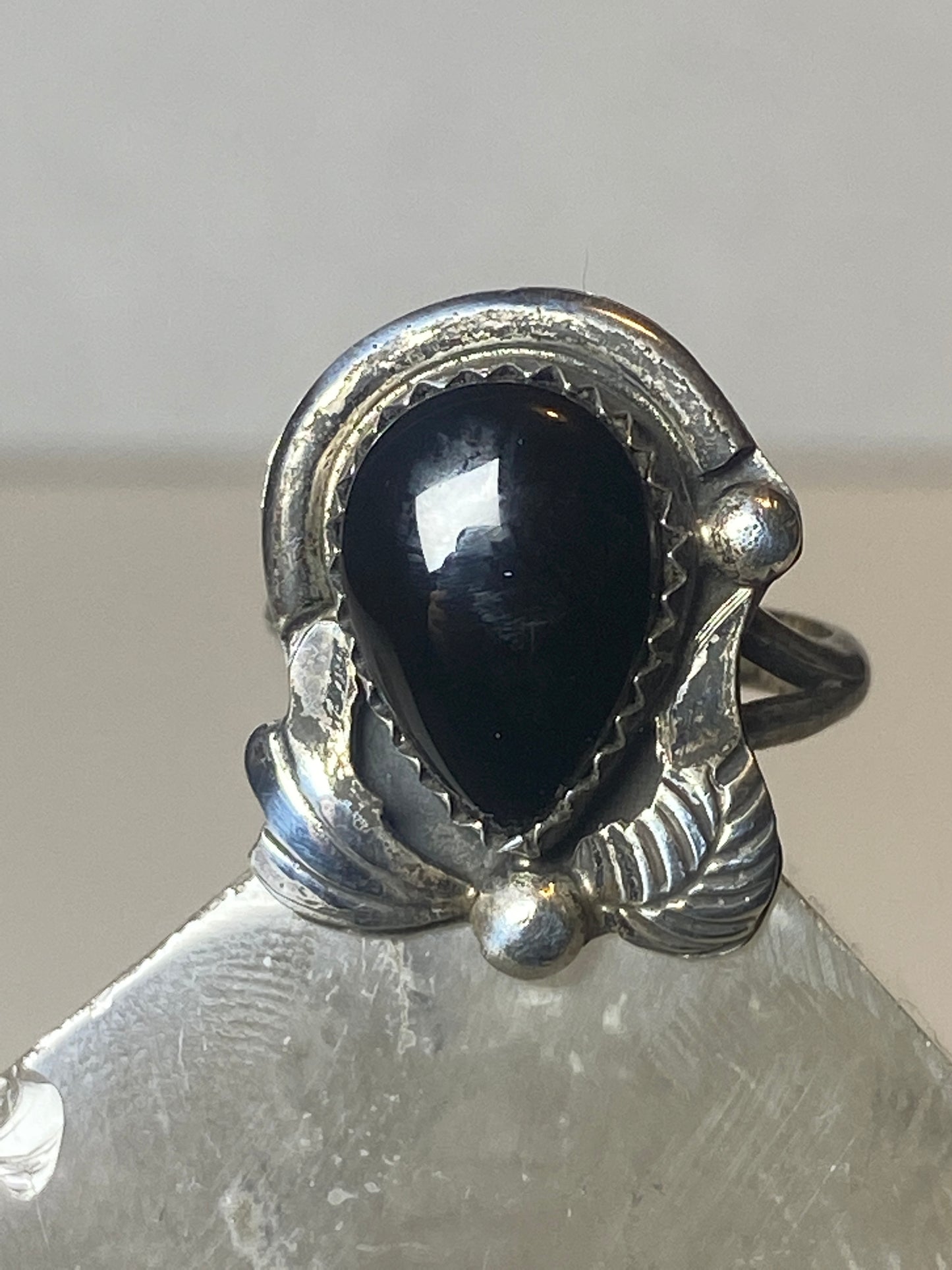 Onyx ring southwest  band sterling silver women