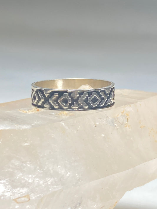 Geometric ring pinky stacker band sterling silver women girls