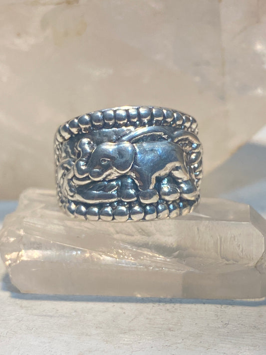 Elephant ring size 8 elephants band floral sterling silver women girls