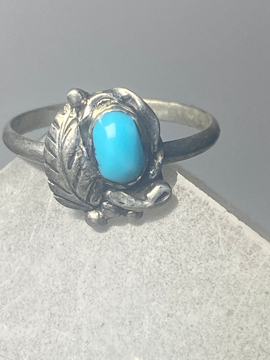Turquoise ring leaves band southwest sterling silver women girls d