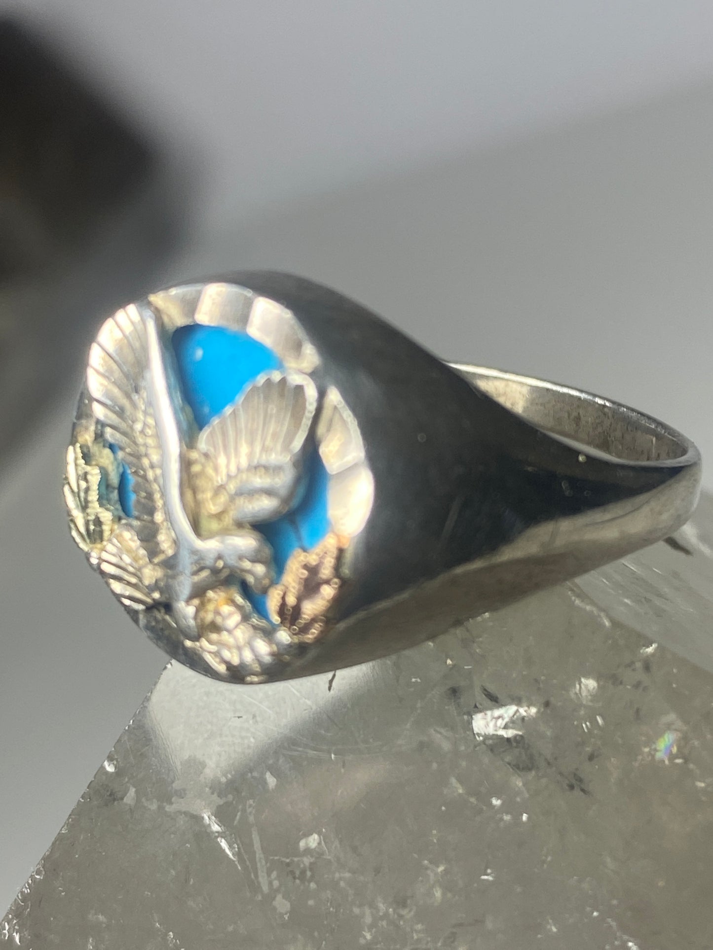 Black Hills Gold ring Eagle band sterling silver women men