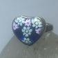 Heart ring Murano glass flowers love Valentine sterling silver women girls
