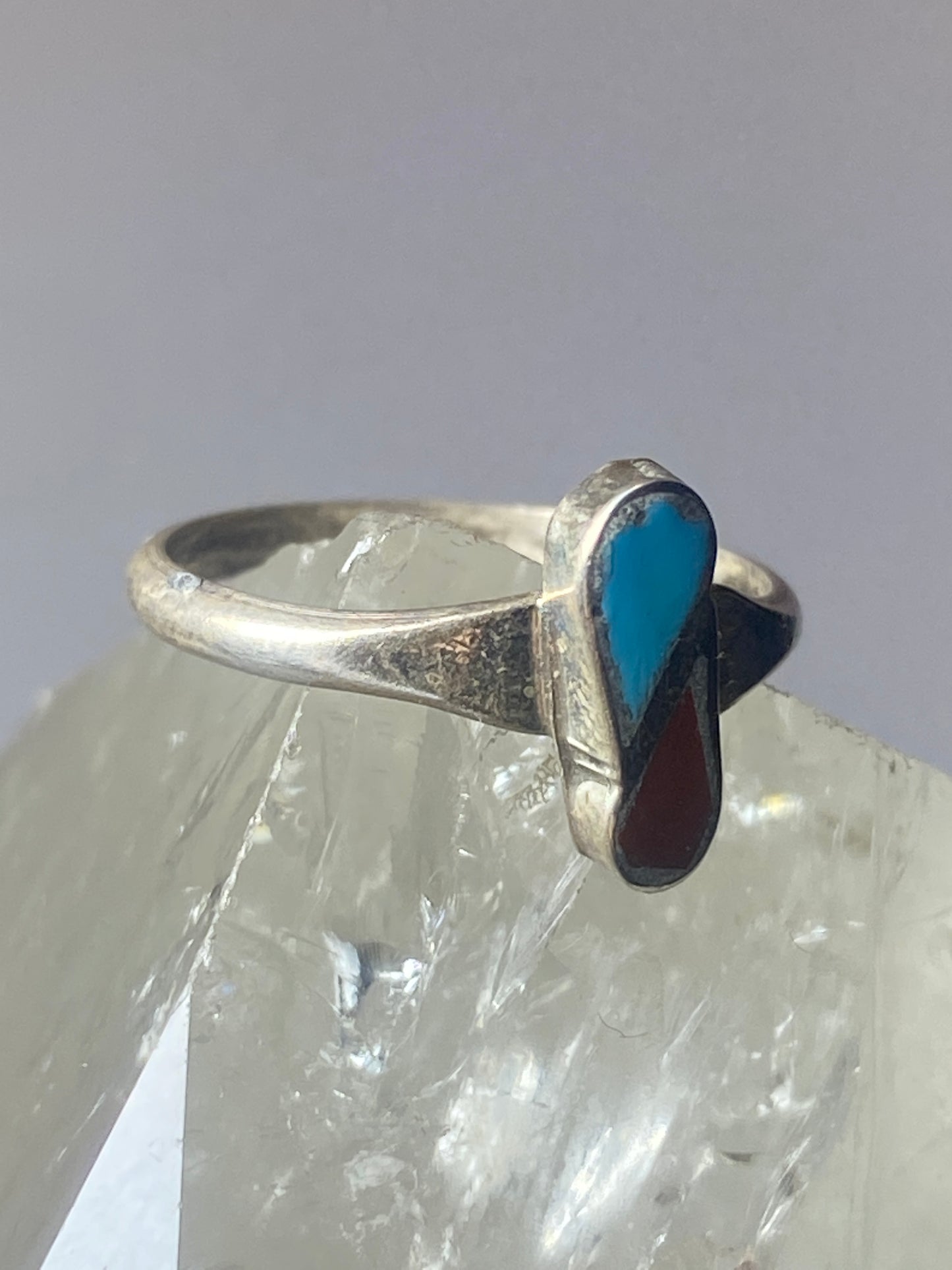 Turquoise coral ring southwest  sterling silver women girls u