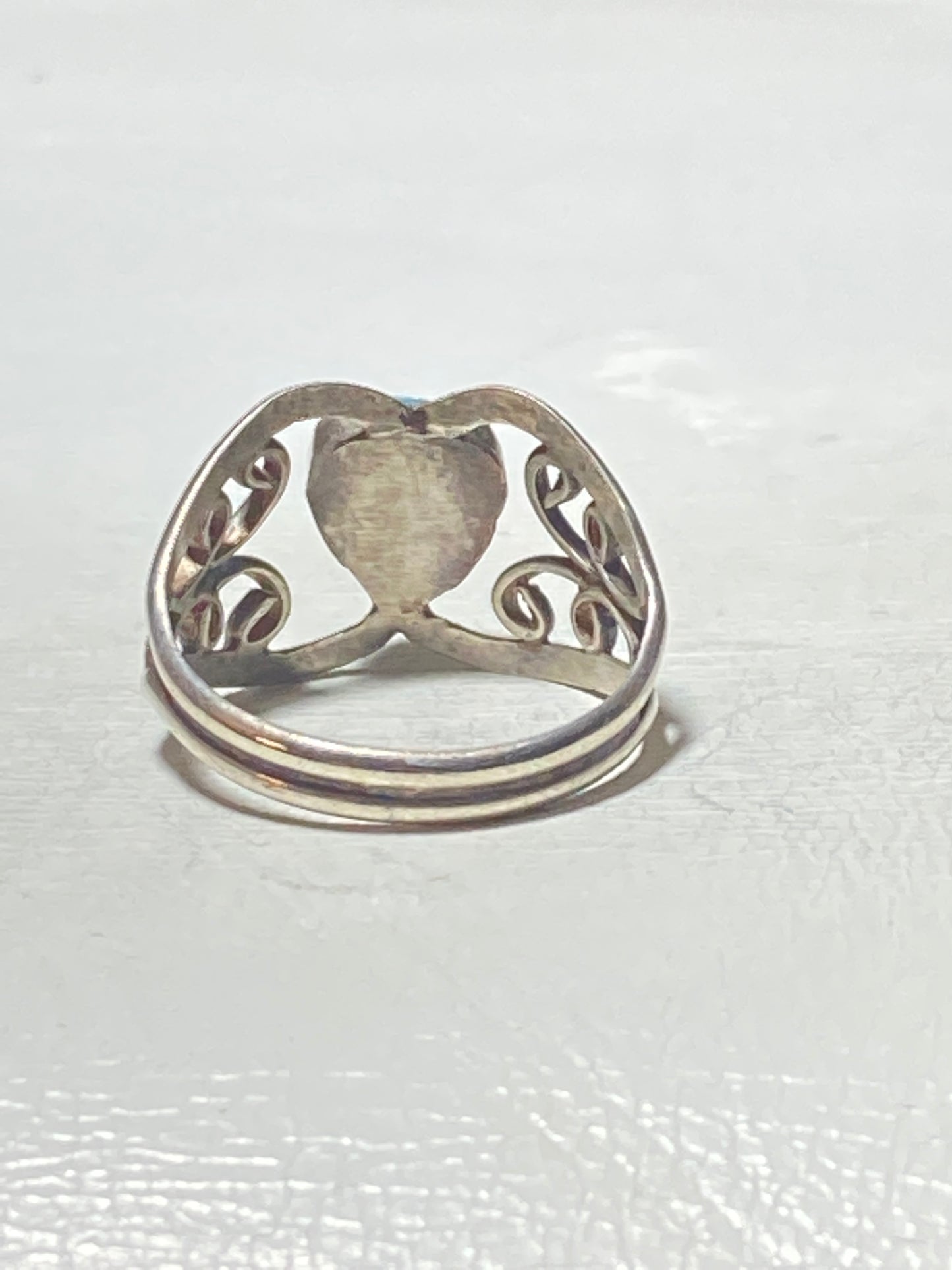 Turquoise ring heart pinky band southwest sterling silver girls women
