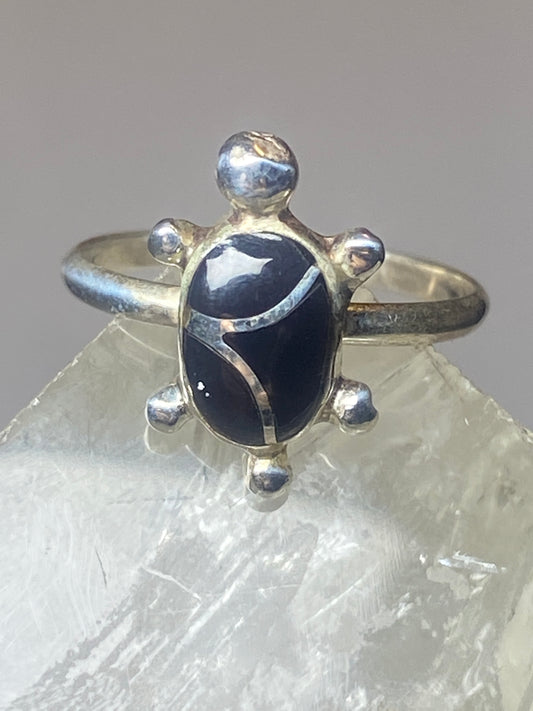 Turtle ring onyx southwest sterling silver women girls b