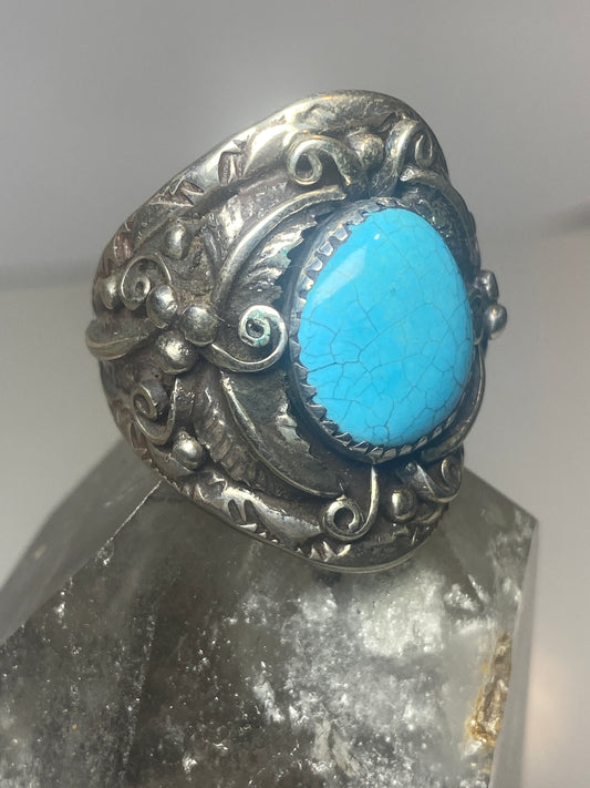 Turquoise ring size 11.75 Navajo southwest sterling silver women men