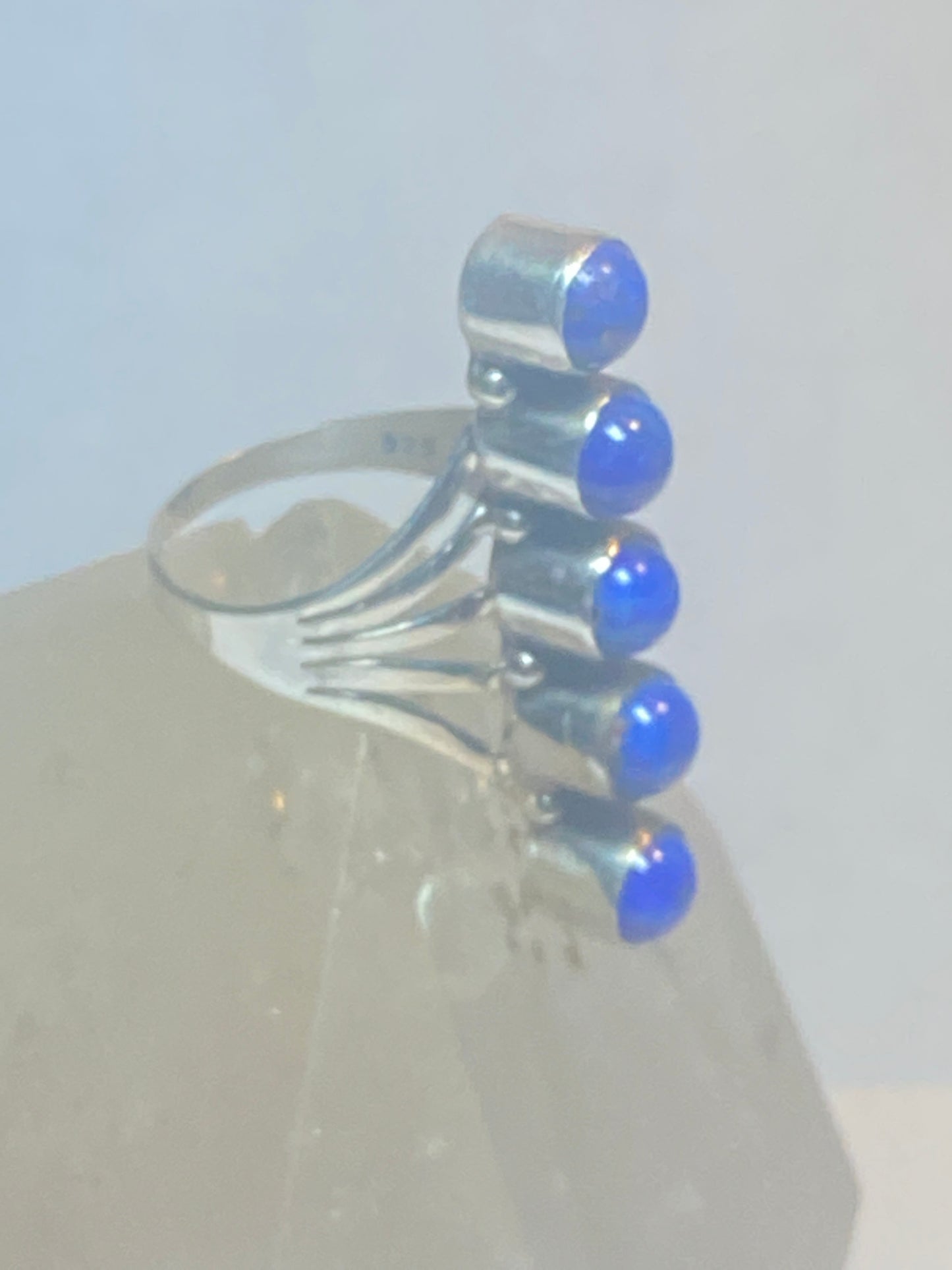 Blue Lapis ring size 8.50 long southwest sterling silver women girls