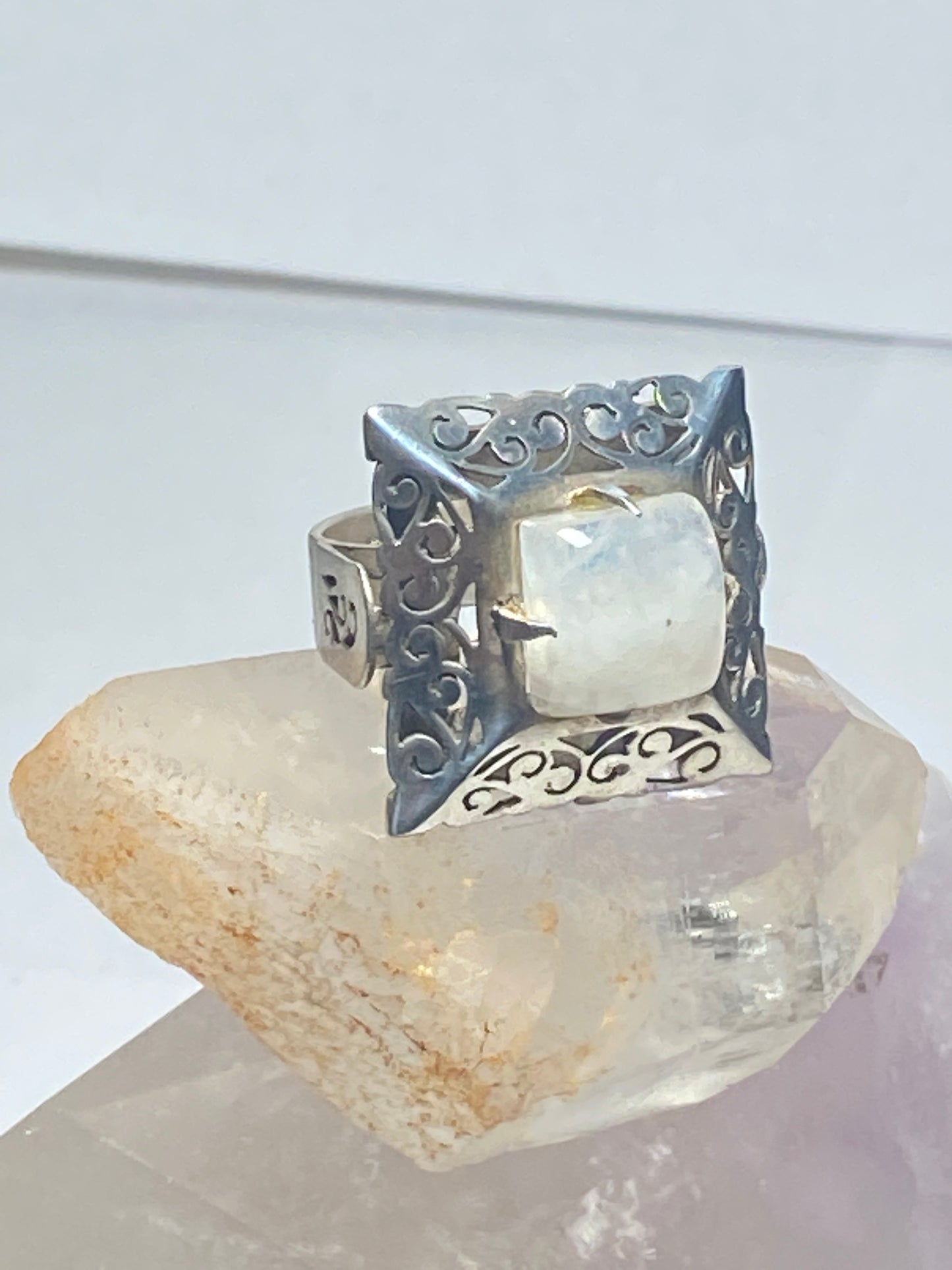 Moonstone Ring large square sterling silver women