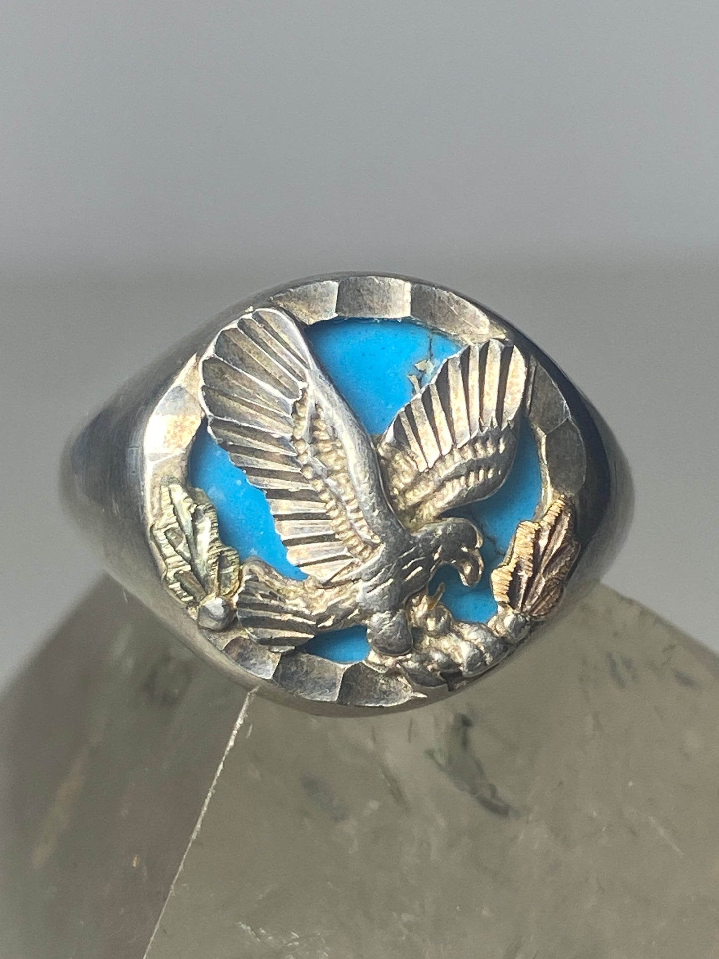 Black Hills Gold ring Eagle band sterling silver women men