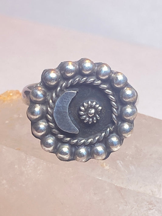 Moon ring size 8.50 brutalist celestial sterling silver women