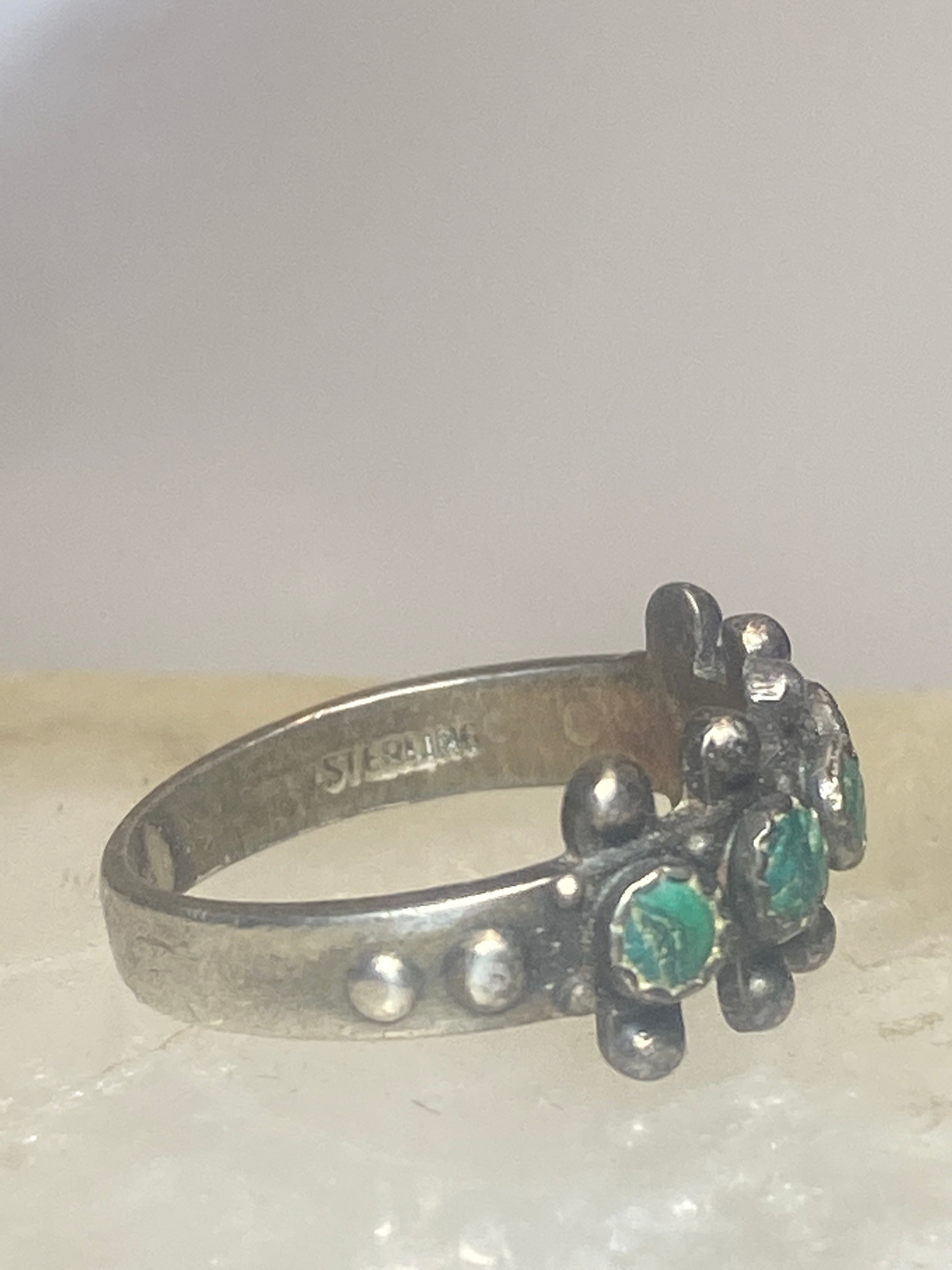 Turquoise ring Zuni band Petite deals Point southwest sterling silver women girls size 6.50