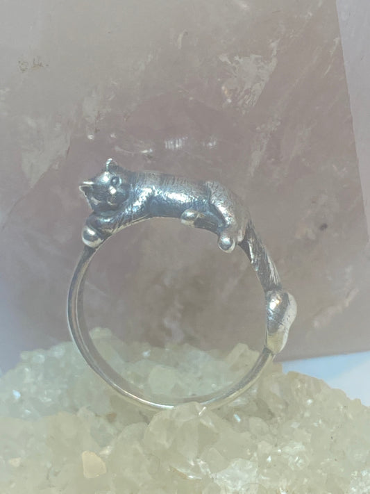 Cat ring size 7.75 Avery Sleepy kitten band sterling silver women girls
