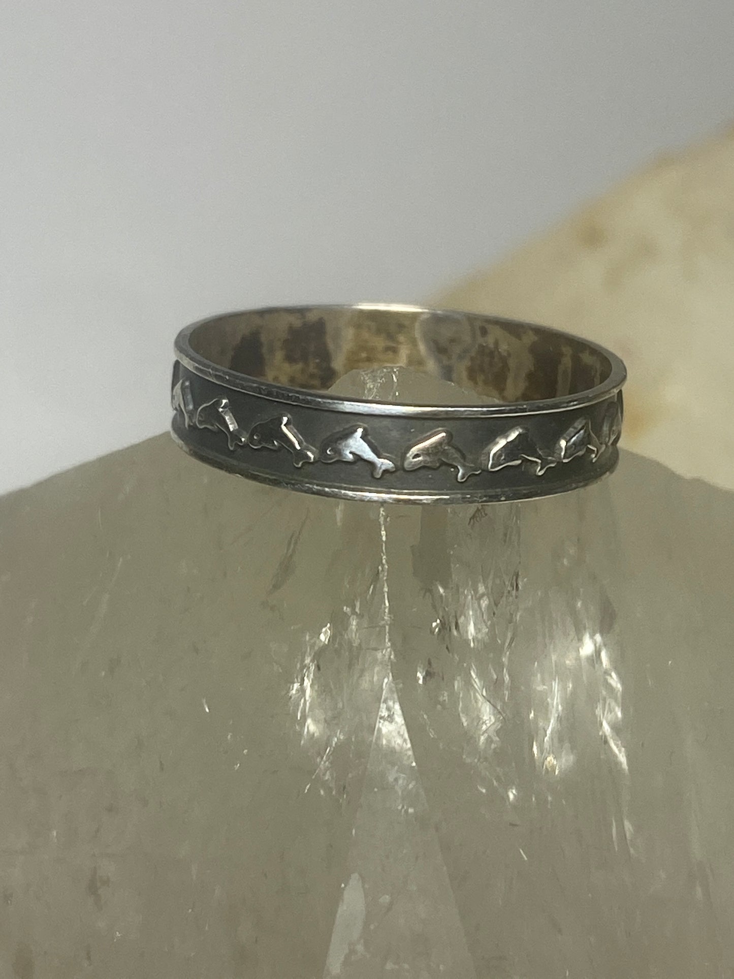 Dolphin  ring dolphins band stacker sterling silver women men boys