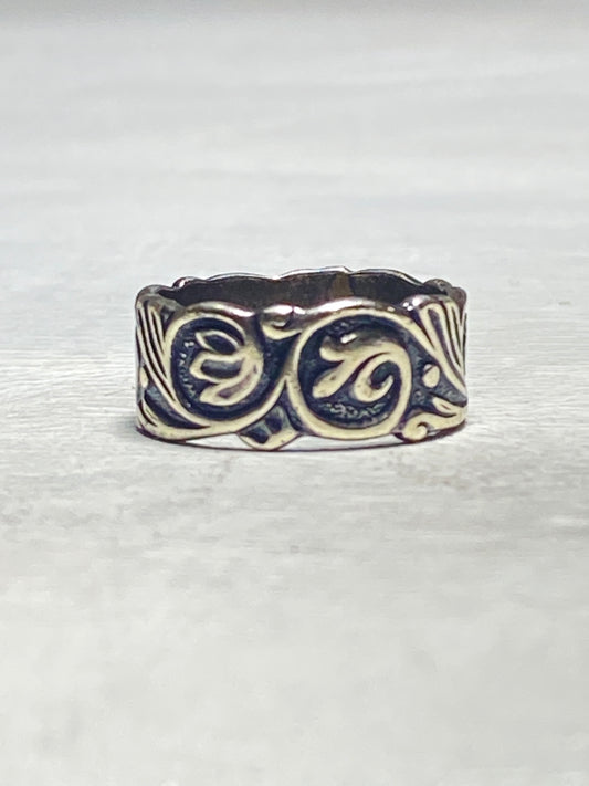 Floral ring scroll band sterling silver women girls